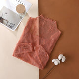 SEMI SHEER MESH LACE SEXY SLIM BOTTOMING SHIRT_CWTBLL2662