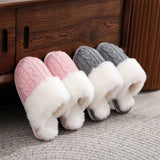 PLUSH CHENILLE KNIT SLIPPERS WARM HOME SHOES_CWSHF00214