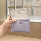 Cute Bow Zip Bifold Wallet For Women_Cwab06227