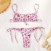 Tied Bikini Set Sexy Floral Swimsuit_Cwmw0239