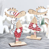 PAINTED REINDEER COUPLE WOODEN XMAS ORNAMENT_CWAJE05394