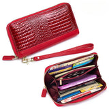 Womens Croc Leather Long Wallet Large Clutch_Cuab00402