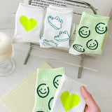 Women'S Middle Tube Cute Smile Pattern Socks_Cwms0513