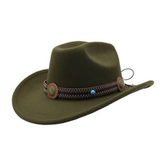 COUPLE FEDORA JAZZ HAT WESTERN ETHNIC WOOL HAT_CWAH04382