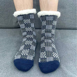MEN KNITTED PLAID PLUSH INDOOR SLIPPERS_CWMS0714