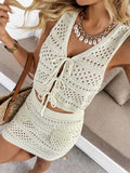 Solid Color Knitted Beach Bikini Swimsuit Set