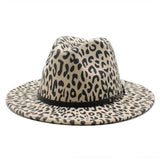 FASHION LEOPARD PRINT WOOLEN HAT JAZZ HAT FELT HAT_CWAH2567