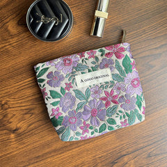 Purple Flower Makeup Bag Small Travel Wallet Pouch_Cuab00670