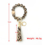 LEOPARD PRINT SILICONE BEAD BRACELET KEYCHAIN_CWMM6874