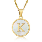 CIRCULAR SHELL ENGLISH LETTER PENDANT NECKLACE_CWAJE0675