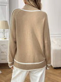 Semi-High-Neck Laid-Back Color-Blocking Sweater