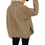 Woolen Solid Color Pullover Short Hoodie Woman