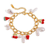 18K GOLD PEARL ENAMEL BRACELET STAINLESS STEEL_CWAJE4845