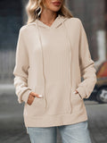 Waffle Knitted Pullover Long-Sleeved Sweatshirt