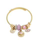 ELEGANT ALLOY COUPLE BRACELET WITH CRYSTAL PENDANT_CWMM8479