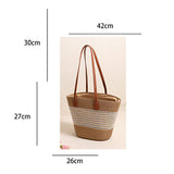 HOLLOW STRIPED ONE SHOULDER BEACH STRAW BAG_CWAB1867