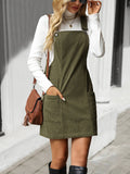 Textured Fabric Adjustable Strap Pocket Dress