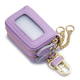 Womens Leather Key Pouch Double Zipper Bag_Cuab00385