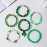 ST PATRICKS DAY BRACELET SET SHAMROCK PENDANT_CWMM3497