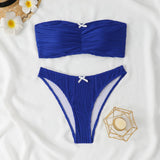 Womens Bandeau Bikini Sexy Solid Color Swimwear