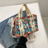 Cute Bear Colorful Letter Print Canvas Bag_Cwab2684