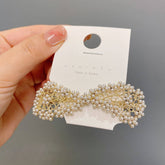 SPRING CLIP HAIRPIN PEARL BOW SIDE CLIP TOP CLIP_CWAHA4796