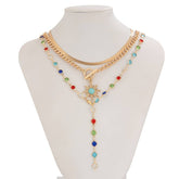 SUNFLOWER COLORED CRYSTAL CHAIN NECKLACE_CWMM3138