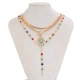 SUNFLOWER COLORED CRYSTAL CHAIN NECKLACE_CWMM3138