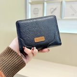 Retro Minimalist Zip Wallet With Snap Closure_Cwab06221