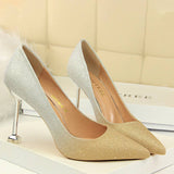 MATCHING SHALLOW MOUTH POINTED TOE HIGH HEELS_CWSHH0086