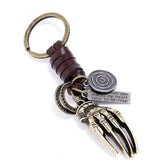 Vintage Braided Alloy Bone Cowhide Keychain_Cwmm4770