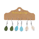 SIMPLE LEAF PENDANT EARRINGS THREE PIECE SET_CWAJE2009