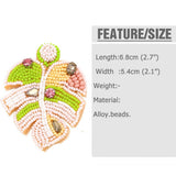 BOHEMIAN HANDMADE WOVEN RICE BEAD LEAF EARRINGS_CWAJE1018