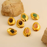 NATURAL STONE STAINLESS STEEL IRREGULAR EARRINGS_CWMM8894