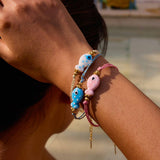 OCEAN STYLE 18K GOLD STEEL WHITE CERAMIC BRACELET_CWAJE4676