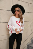 Valentines Day Color Contrast Heart Pullover Sweater