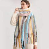 RAINBOW STRIPE SCARF COZY CUTE WINTER WRAP_CWASC0984