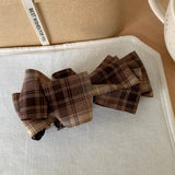Plaid Bow Banana Hairclip Retro Ponytail Barrette_Cwaha07794