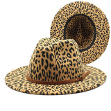 LEOPARD PRINT WOOLEN HAT WIDE BRIM JAZZ HAT_CWAH2534
