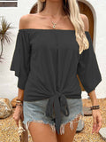 Solid-Color One-Shoulder Casual T-Shirt