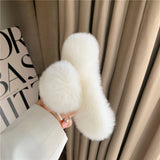 Large Rabbit Fur Hair Claw - Fluffy Winter Clip_Cwasc03146