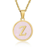 ROUND 18K GOLD STAINLESS STEEL 26LETTERS NECKLACE_CWAJE0683