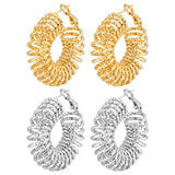 18K GOLD BRAIDED FILIGREE CHUNKY HOOP EARRINGS_CWAJE0559