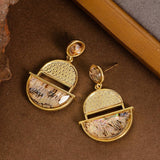 HALF CIRCLE POLKA DOT COLORFUL ABALONE EARRINGS_CWMM4349