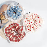 PLAID POLKA DOT FLOWER LACE HAIR TIE_CWAHA2260