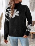 Womens Half Turtleneck Color Jacquard Sweater
