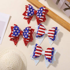 GLITTER STAR FLAG BOW HAIR CLIP SET FOR KIDS_CWAHA6690