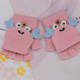 BABY CHILDREN HALF FINGER FLIP WRITING PLUSH GLOVES_CWAG0169