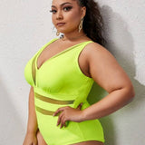 PLUS SIZE PRINTED PATCHWORK BIKINI SWIMSUIT_CWMW0205