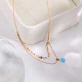 BLUE TEARS SMALL OPAL DOUBLE LAYER NECKLACE_CWMM5552